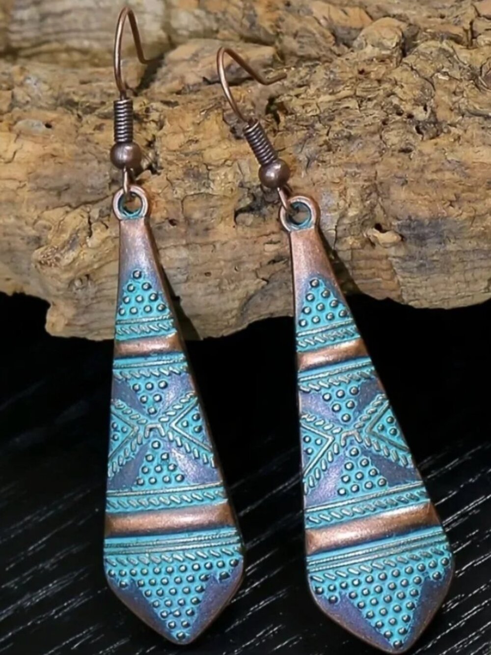 Bohemian Rustic Weathered Round Drop Earrings